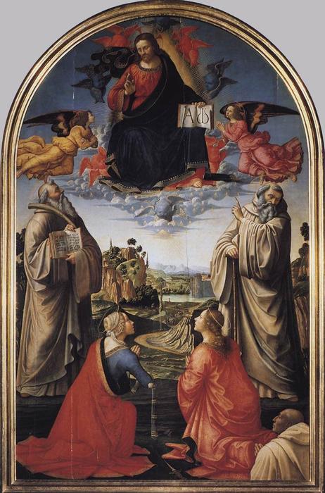 基督 天王 与四 圣徒和 一个 捐赠者 通过 domenico ghirlandaio