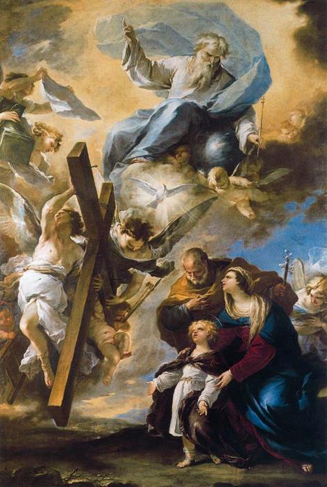 神聖的 家庭 有 a 願景 的 符號 的 激情 通過 luca giordano