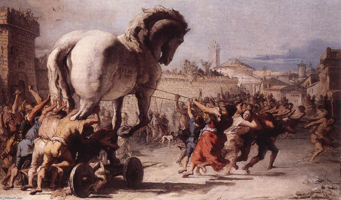 木馬特洛伊遊行 通過 giovanni domenico tiepolo