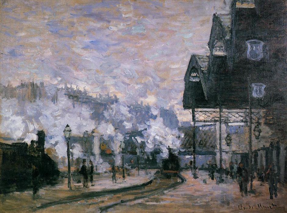 圣拉扎尔火车站,西部地区商品棚子 通过 claude monet